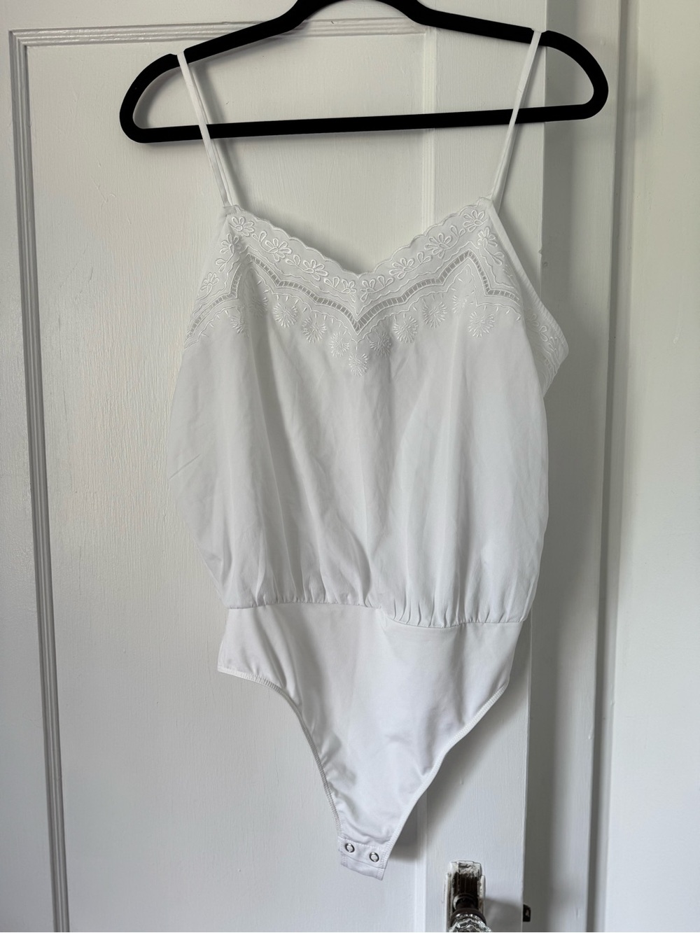 Express Embroidered White Bodysuit Top